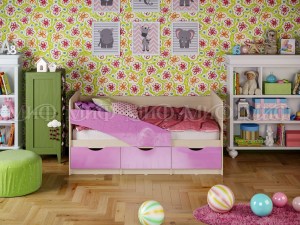 Детская кровать Бабочки-глянец сиреневый Миф